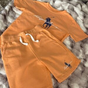 Orange Ralph Lauren Polo Graphic T-Shirt and Shorts Set